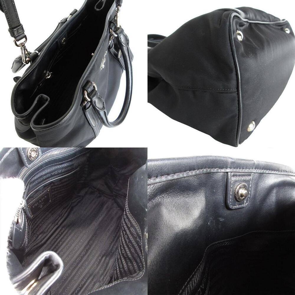 Prada handbag shoulder bag leather black silver - Picture 4 of 4